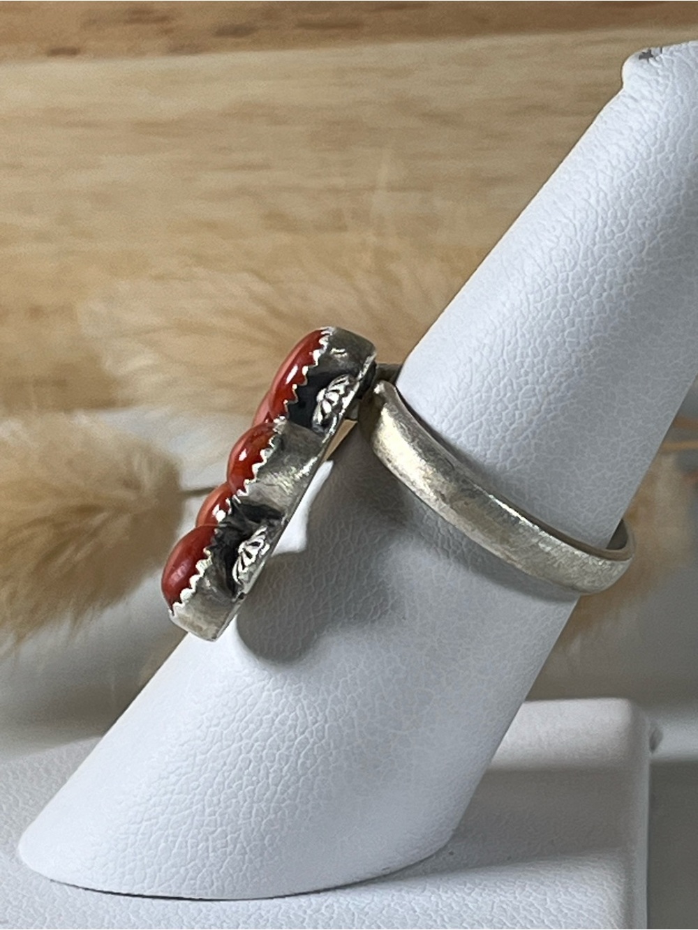 Solid Sterling Silver Carnelian Southwestern Naja Ring Adjustable Size 7.25 - Picture 3 of 9